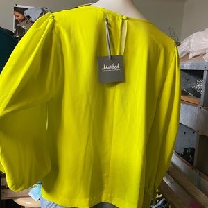 Marled Reunited Clothing Top Size L Neon Yellow